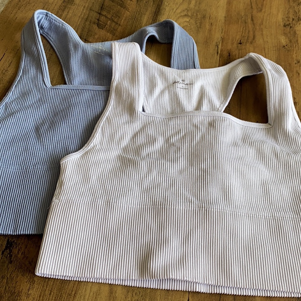 gilly hicks go set of 2 blue and white large scoop neck bras